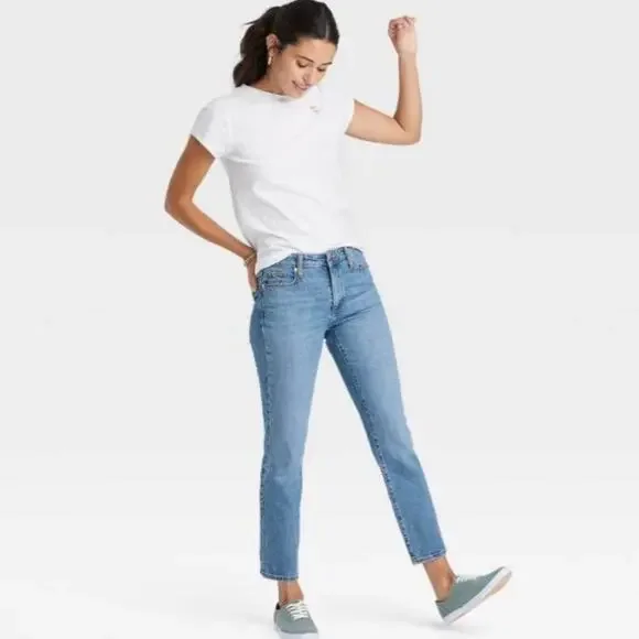 High Rise Slim Straight Denim Jeans Womens, Size 8 (29) - Picture 3 of 12